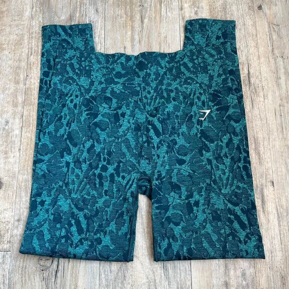 Gymshark Leggings Adapt Animal Seamless Women's L Green and Blue - Picture 1 of 7